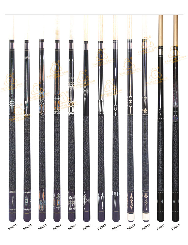 P6001-P6012 Elegant Decal Pool Cue Series