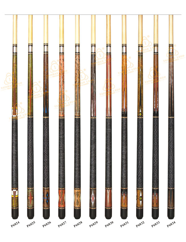 P6024-P6034 Elegant Decal Pool Cue Series