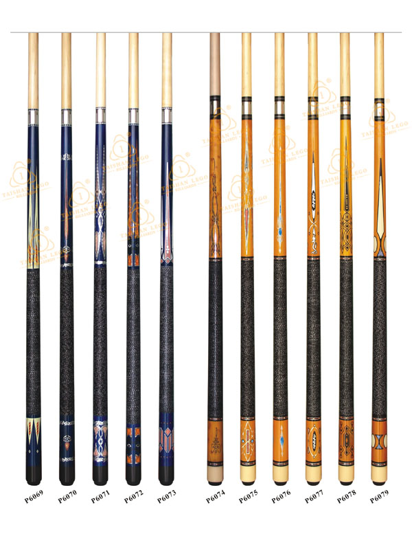 P6069-P6079 Elegant Decal Pool Cue Series